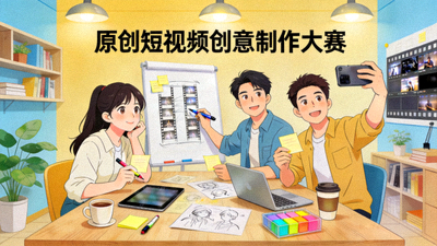 原创短视频创意制作大赛 - 年轻创作者在工作室构思画面